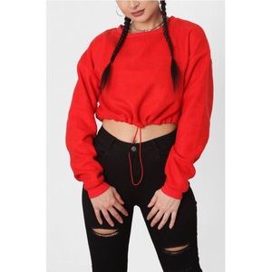Drawstring Fleece Crewneck
